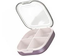 Boîte à Remède de Poche Scellée, Mini Rangement à Quatre Compartiments | PC et Pp, Violet, pour Doses Quotidiennes, Accessoires Fins, Paquet de Sport ou Restaurant