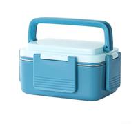Boîte à repas en acier inoxydable avec 1 compartiment, anti-fuite, passe au micro-ondes, empilable, pour adultes, avec compartiment à fruits et poignée de transport, 17 x 11 x 10 cm (bleu)