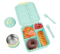 Boîte à repas pour enfant avec 4 compartiments, anti-fuite, 1700 ml, récipient alimentaire avec récipient à soupe isolé, passe au micro-ondes, sans BPA, pour l'école, le travail, les voyages, les