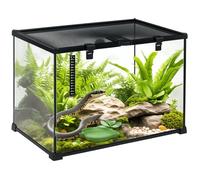 Boîte à reptiles - PawHut - élevage habitat terrarium couvercle coulissant thermomètre inclus - verre métal - 50x30x35cm - noir