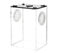 Boîte à Reptiles Pratique en Acrylique Transparente, Vue 360° | Boîte D’élevage Noire, Nettoyage Facile, pour Transport Extérieur et Nourrissage des Grenouilles ou Coléoptères