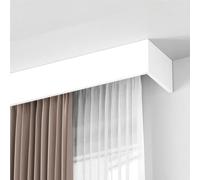 Boîte à rideaux en alliage d'aluminium - Double rail de rideau, montage au plafond/mur, cantonnière décorative, bordure blanche de 130 cm pour décoration intérieure