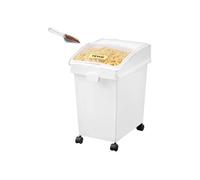 Boîte à Riz Capacité 25L Avec Couvercle Coulissant Roulettes En Plastique 3 Pièces