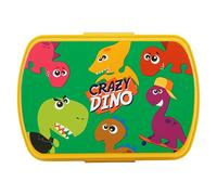 Boîte à sandwich Crazy Dino de 18 cm, boîte à déjeuner étanche pour l'école, boîte à collation en plastique pour voyager, pique-nique, sports, boîte à lunch isotherme sans BPA, 3 ans et plus
