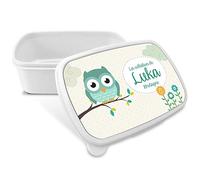 Boîte á sandwich pour enfants. Boîte à goûter avec nom. Boîte à deyeuner. Boîte à lunch. Convient aux Micro-Ondes et ne Contient BPA, ni phtalates, ni métaux Lourds. Cadeaux personnalisés. CHOUETTE