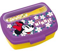 Boîte à sandwich Tataway avec couverts Minnie - Boîte à lunch pour enfants avec compartiment et couverts inclus, fermeture sécurisée et design Disney officiel, idéale pour l'école, la