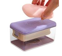 Boîte à savon - 12 x 7,5 x 7,9 cm | Plat moussant avec couvercle | Boîte de rangement 2 en 1 étanche pour accessoires de salle de bain pour appartement, maison, cuisine, école, salle de sport