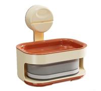 Boîte à savon avec double couche et fentes de drainage, support mural à ventouse, conçue pour une utilisation dans la salle de bain pour garder le savon sec et l'évier bien rangé (couleur café)