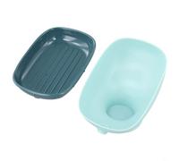 Boîte à savon de salle de bain avec 20 ventouses pour une tenue forte, plateau amovible double couche pour le nettoyage, et base inclinée à 20 degrés pour un drainage automatique (Blue-Box)