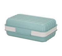 Boîte à savon de voyage avec égouttoir amovible et couvercle - Porte-savon rectangulaire à 2 couches - Portable - Pour la maison et l'extérieur - Bleu
