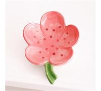 Boîte à Savon en céramique, Plat en Forme de Fleur, Auto-drainant for Garder au Sec, Support pâteux(Pink)
