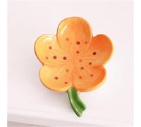 Boîte à Savon en céramique, Plat en Forme de Fleur, Auto-drainant for Garder au Sec, Support pâteux(Yellow)