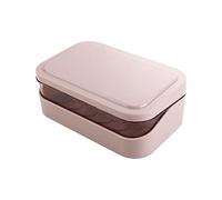 Boîte à savon en plastique avec couvercle, porte-savon de douche portable, double couche, étui à savon de voyage, porte-savon simple pour l'extérieur (rose)