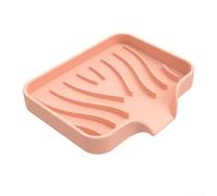 Boîte à savon en silicone avec rebord d'évacuation pour salle de bain et cuisine, avec drainage optimisé pour garder le savon sec et bien rangé sur l'évier ou la douche (rose)