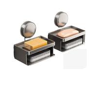 Boîte À Savon Étagère Murale en Aluminium Spatial for Salle de Bain avec Porte-Savon, égouttoir for lavabo et Rangement for WC(Double-2pcs)