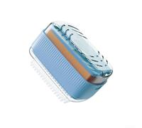 Boîte à savon multifonction pour le linge avec rouleau éponge intégré pour une mousse riche, construction transparente et couvercle facile à ouvrir pour un placement pratique du savon (bleu)