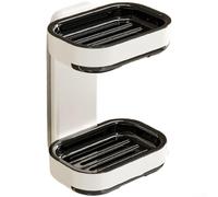 Boîte à savon murale double couche avec trous de drainage, porte-savon réutilisable et amovible, installation sans perçage, préservation de l'état du mur (blanc)