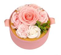 Boîte à savon ronde faite à la main pour la fête des mères - Boîte à fleurs parfumée pour le bain et le corps - Rose