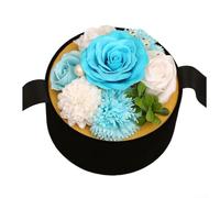 Boîte à savon ronde faite à la main pour la fête des mères - Boîte à fleurs parfumée pour le bain et le corps - Bleu