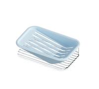 Boîte à savon simple à double couche, porte-savon en plastique pour cuisine, porte-savon, porte-éponge, étui à éponge de drainage pour cuisine (bleu)