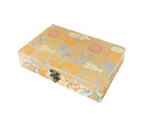 Boîte à sceaux chinoise ajustable en brocart, étui de rangement à motif Kirin avec séparateurs amovibles for sceaux, tampons encreurs et objets de collection Rangement de bijoux(No. 6)