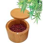 Boîte à Sel en Bambou, Boîte stockage dépices, Récipient Épices Rond, Pot Épices Assaisonnement, Naturel Boîte Rangement Bambou avec Couvercle Pivotant Magnétiqu pour Stockage Condiment Cuisine(9x7cm)