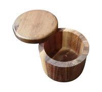 Boîte à sel en bois - Cave d'assaisonnement à couvercle rotatif magnétique, récipient à épices en bois d'acacia durable, conservation de la fraîcheur, comptoir de cuisine compact, design de ferme
