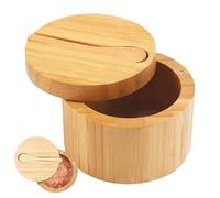 Boîte à sel en bois - Cave de 10 cm avec couvercle, porte-carrossage, pot de vinaigrette domestique, de stockage en bois durable | Magnétique Twist-On Copone et cuillère,