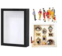 BoîTe à Silhouettes Miniature à Faire Soi-MêMe, Kits De Cadres Vitrine AméLioréS avec Mini-Cadres Et Figurines DoréS, pour Mariage Ou Anniversaire(Black/U)