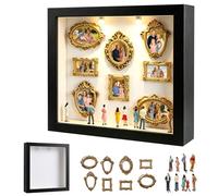 BoîTe à Silhouettes pour Mini-MuséE à Fabriquer Soi-MêMe,BoîTe Silhouette De MuséE Mode,DIY Mini Cadre Doré AVCE Mini Figurines,Vitrine De MéMoire Photo,DéCoration De La Maison Cadeau Miniature (Noir)