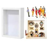 BoîTe à Silhouettes pour Mini-MuséEs à Faire Soi-MêMe, Kits D'Exposition De Souvenirs CréAtifs avec Mini-Figurines Et Cadres DoréS, pour Un Anniversaire De Mariage(White/Q)