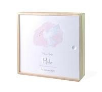 Boîte à souvenirs de baptême colombe - Rose - Boîte à souvenirs en bois - Cadeau de baptême personnalisé - Cadeau de baptême personnalisé