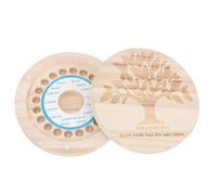 Boîte à Souvenirs de Dents de Lait en Bois pour Garçon Fille | Zone de Notes Intégrée, Intérieur Compartimenté Étiquettes, Couvercle Illustré du Profil Garçon Fille, Portable