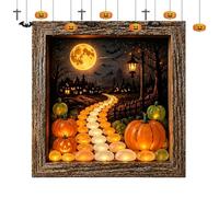 Boîte à souvenirs d'Halloween - Cadre photo rustique en bois lumineux