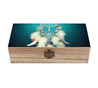 Boîte à souvenirs en bois avec couvercle à charnière, faite à la main. Coffret à trésors décoratif blanc en bois, attrape-rêves, pour bijoux, pièces de monnaie, cartes, photos, lettres et autres cré