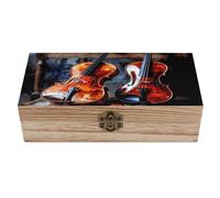 Boîte à souvenirs en bois avec couvercle à charnière, faite à la main. Coffret de rangement décoratif pour violon et violoncelle, idéal pour bijoux, pièces de monnaie, cartes, photos, lettres et aut