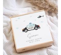 Boîte à souvenirs en bois pour bébé police, boîte à souvenirs cadeau bébé, cadeau de naissance personnalisé, cadeau de naissance