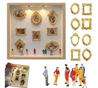 BoîTe à Souvenirs Miniature à Monter Soi-MêMe avec éClairage, Coffret Personnalisé avec Mini Cadres Photo DoréS Et Figurines. CéLéBrez Vos Souvenirs Uniques avec éLéGance pour Un Anniversaire (Wood)