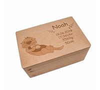 Boîte à souvenirs personnalisée pour bébés et enfants I Boîte en bois - Loutre I Cadeaux de naissance personnalisés I Boîte avec nom et dates de naissance 30 x 20 x 14 cm