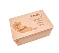 Boîte à souvenirs personnalisée pour bébés et enfants I Boîte en bois - Loutre I Cadeaux de naissance personnalisés I Boîte avec nom et dates de naissance 40 x 30 x 22 cm