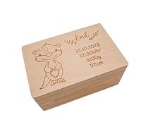 Boîte à souvenirs personnalisée pour bébés et enfants I Boîte en bois - Otti loutre I Cadeaux de naissance personnalisés I Boîte avec nom et dates de naissance 30 x 20 x 14 cm