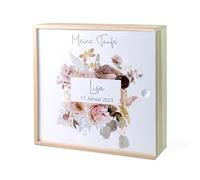 Boîte à souvenirs pour baptême - Cadre floral - Boîte à souvenirs en bois - Cadeau de baptême personnalisé - Cadeau de baptême personnalisé - Cadeau de baptême