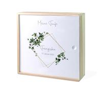 Boîte à souvenirs pour baptême - Cadre - Lierre - Boîte à souvenirs en bois - Cadeau de baptême personnalisé - Cadeau de baptême personnalisé