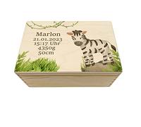 Boîte à souvenirs pour bébés et enfants - Imprimé zèbre - Cadeau de naissance - Personnalisable - Taille M