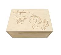 Boîte à souvenirs pour bébés et enfants - Licorne Star - Cadeau d'anniversaire - Personnalisable - Taille M