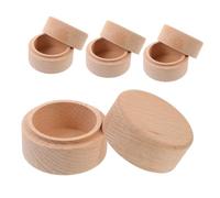 Boîte à Souvenirs Ronde en Bois 4 Pièces pour Bagues et Alliances | Fermeture Sûre, Protège Poussière L'humidité, Usage Polyvalent, Teinte Beige, Lot de Quatre