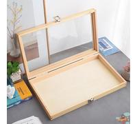 BoîTe à SpéCimens en Bois Massif, Insert D'Aiguilles Fossiles De Plantes D'Insectes, Grande BoîTe De Rangement De SpéCimens, PréSentoir De MatéRiel PéDagogique,40x22x10CM
