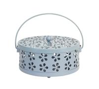 Boîte à Spirales Anti-moustiques, Porte-encens Spirale Anti Moustique avec Poignée et Couvercle, Support De Bobine Anti-Moustique, Boîte à Encens en Fer pour Intérieur et Extérieur (Bleu)