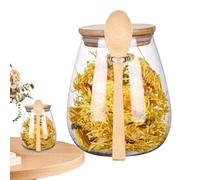 Boîte à sucre en verre - Pot à épices hermétique de qualité alimentaire avec couvercle et pelle | Countertop Compart Pot de rangement, bac de rangement transparent pour sel, organisateur d'épices pour