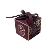 Boîte à sucre légère de luxe for bonbons mariage, boîte en papier d'accompagnement for Pour InvitéS - Mariage, BaptêMe(Burgundy,10pcs)